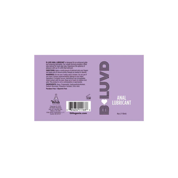 B-Luvd Anal Lube 4oz