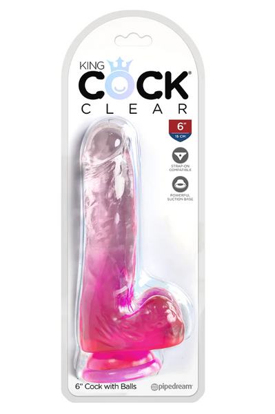 **NEW**King Cock 6 Inch Ballsy Dildo in Pink