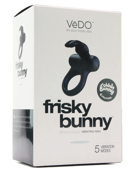 Frisky Bunny Vibrating Ring in Black Pearl