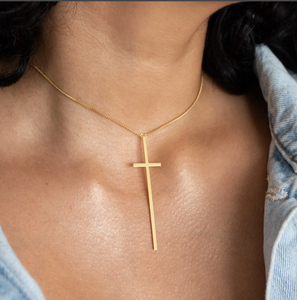 Bstrd- Long Cross Necklace - 18k Gold