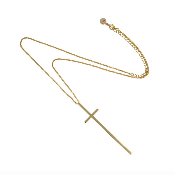 Bstrd- Long Cross Necklace - 18k Gold